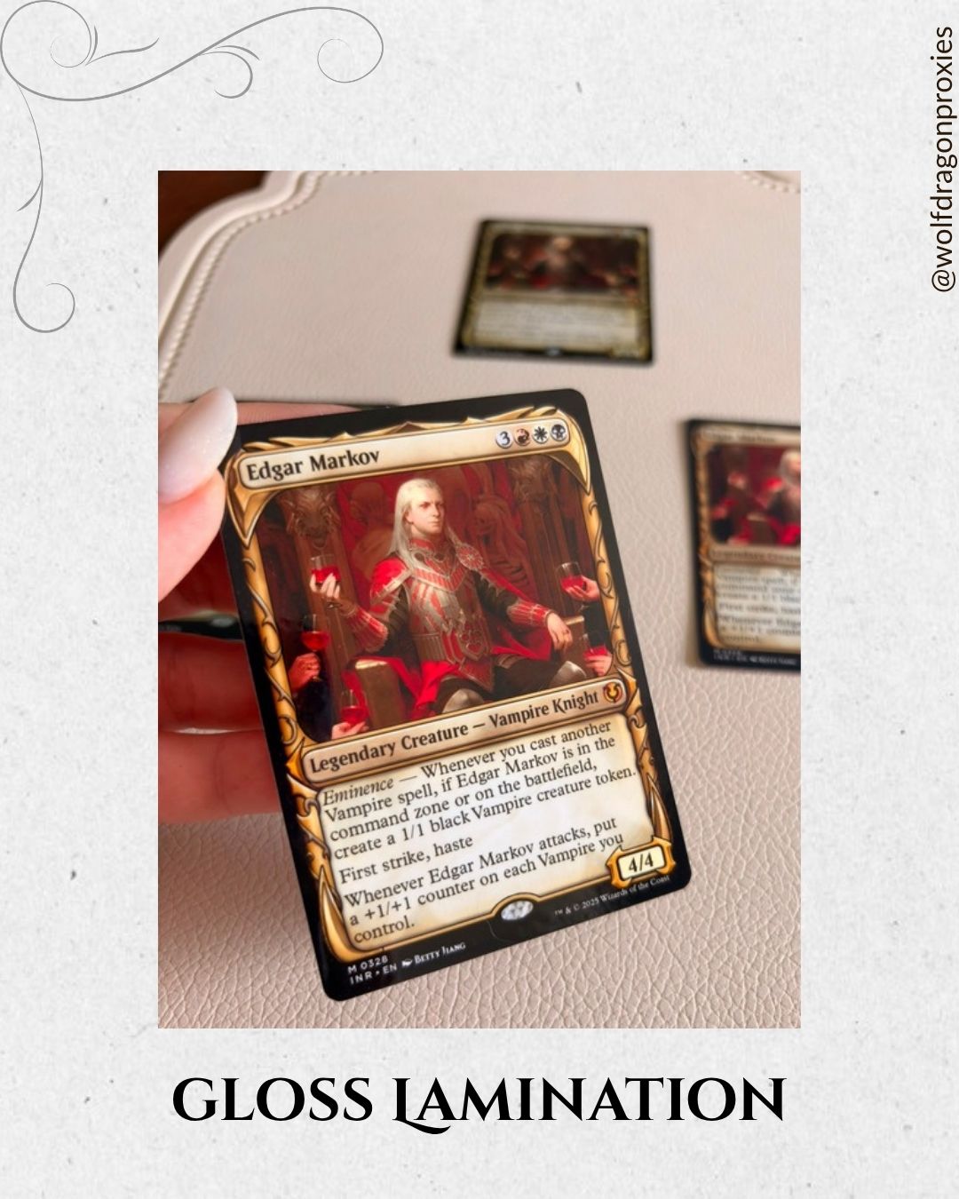 Wolf & Dragon gloss-laminated card example