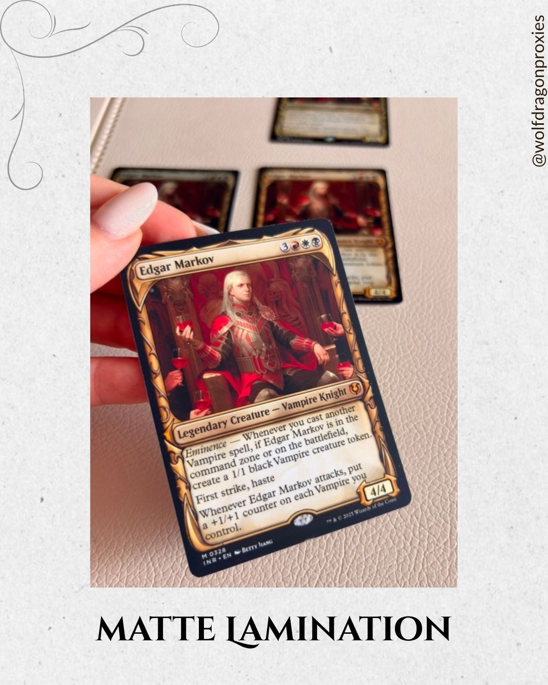 Wolf & Dragon matte-laminated card example